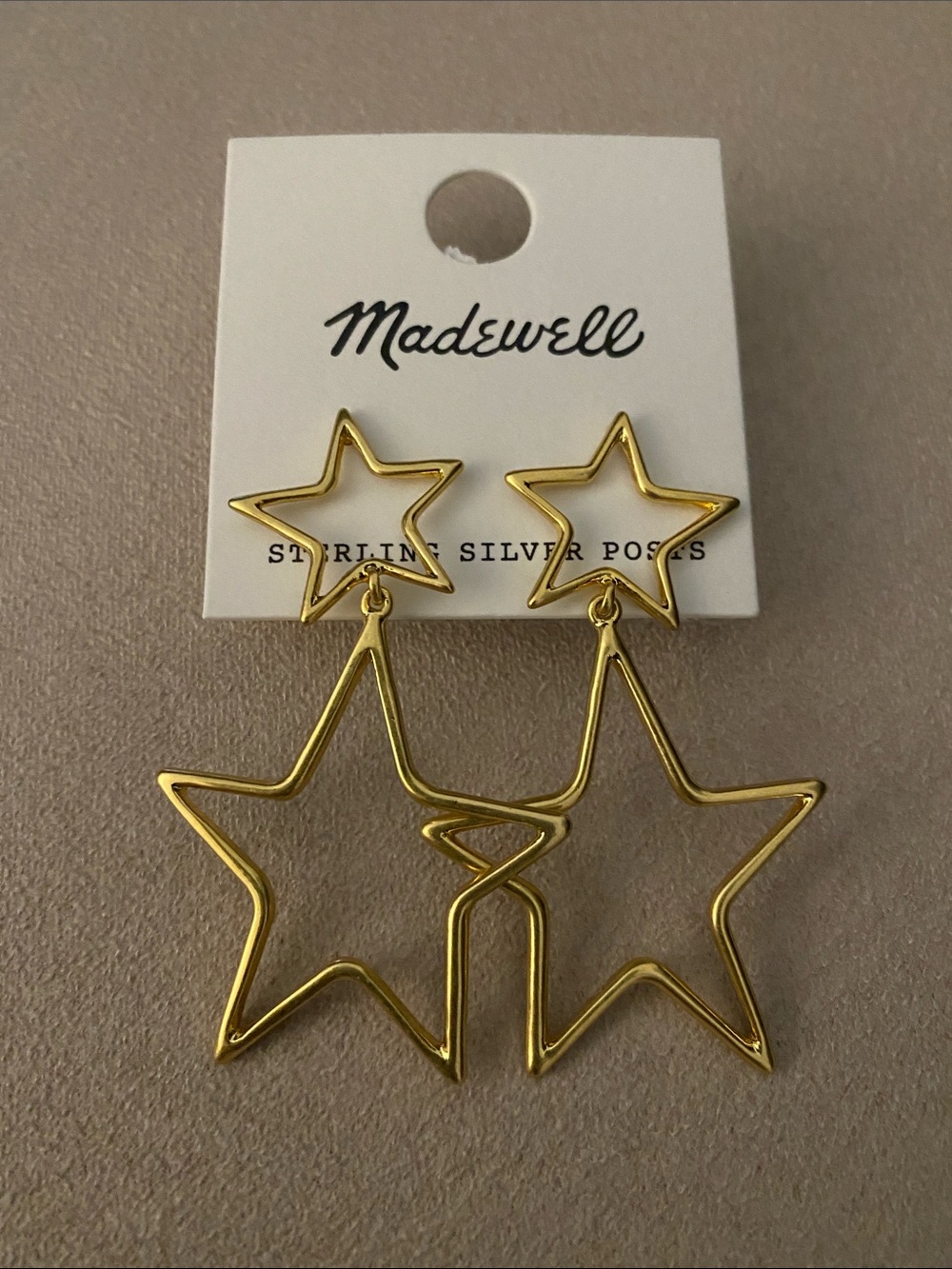 NWT Madewell Night Star Statement Earrings Vintage Gold
